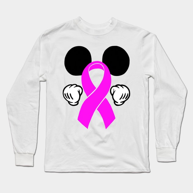 Mouse Ears Awareness Ribbon (Pink) Long Sleeve T-Shirt by CaitlynConnor